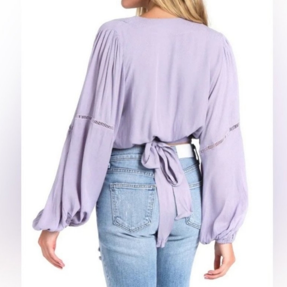 Free People  Dream Girl Wrap Top Women's XS Lavender Boho Retro 90s Y2K - Picture 6 of 12